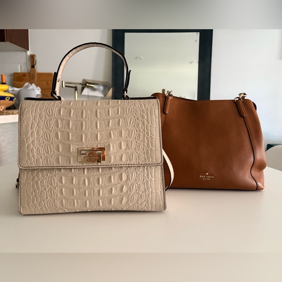 kate spade Cream Croc-Embossed Top-Handle & Brown Leather Satchel Duo - Picture 2 of 3